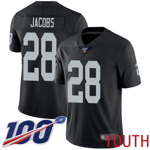 Oakland Raiders Limited Black Youth Josh Jacobs Home Jersey NFL Football #28 100th Season Vapor Jersey